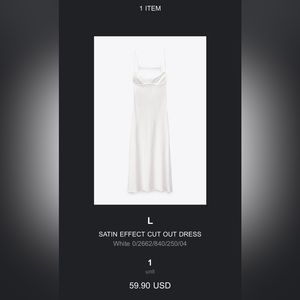 Zara satin effect cut out dress white large bridal